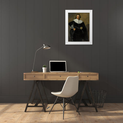 Portrait of Tieleman Roosterman White Modern Wood Framed Art Print by Hals, Frans