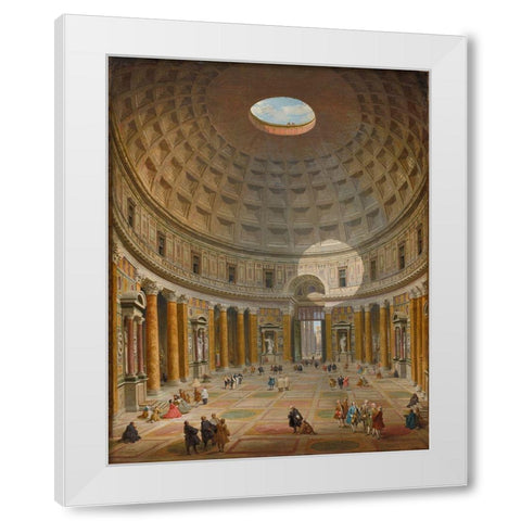 Interior of the Pantheon, Rome White Modern Wood Framed Art Print by Panini, Giovanni Paolo