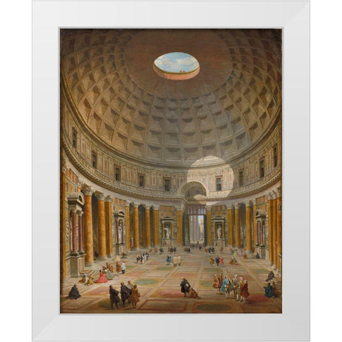 Interior of the Pantheon, Rome White Modern Wood Framed Art Print by Panini, Giovanni Paolo