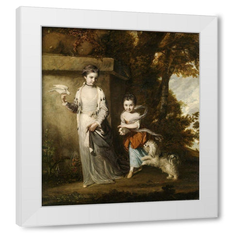 Portrait of the Ladies Amabel and Mary Jemima Yorke White Modern Wood Framed Art Print by Reynolds, Joshua