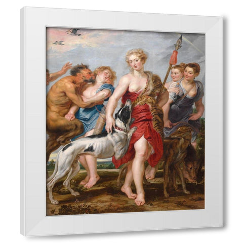Diana and Her Nymphs Departing for the Hunt White Modern Wood Framed Art Print by Rubens, Peter Paul
