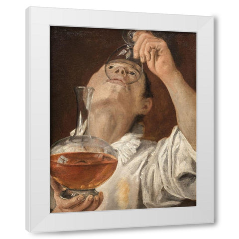 Boy Drinking White Modern Wood Framed Art Print by Carracci, Annibale