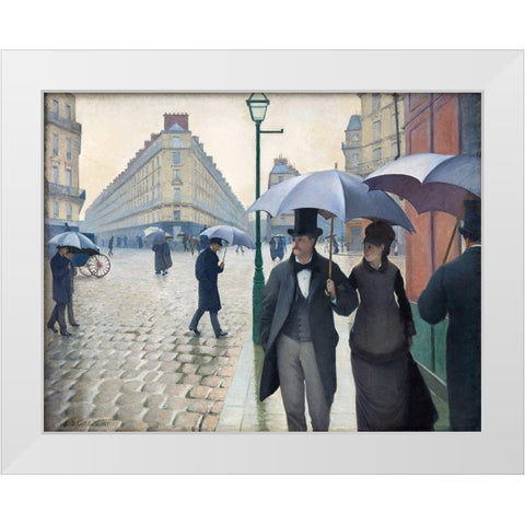 Paris Street; Rainy Day 1877 White Modern Wood Framed Art Print by Caillebotte, Gustave