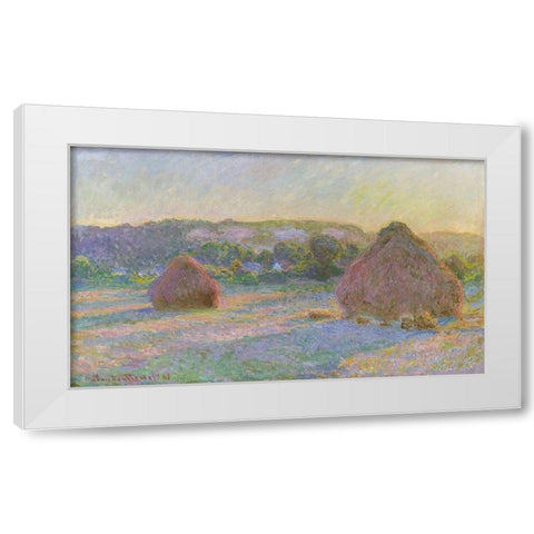 Stacks of Wheat End of Summer 1890 White Modern Wood Framed Art Print by Monet, Claude