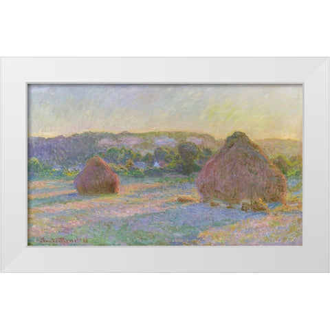Stacks of Wheat End of Summer 1890 White Modern Wood Framed Art Print by Monet, Claude