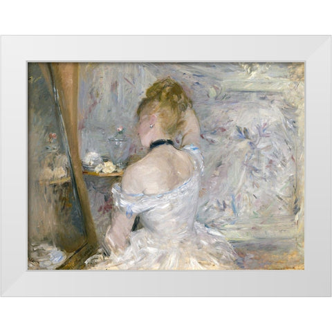 Woman at Her Toilette White Modern Wood Framed Art Print by Morisot, Berthe