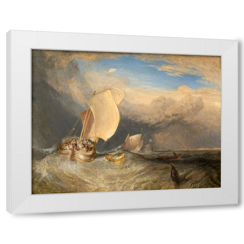 Fishing Boats with Hucksters Bargaining for Fish 1837 White Modern Wood Framed Art Print by Turner, Joseph Mallord William