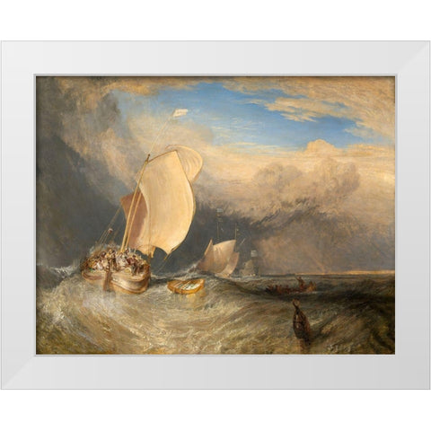 Fishing Boats with Hucksters Bargaining for Fish 1837 White Modern Wood Framed Art Print by Turner, Joseph Mallord William