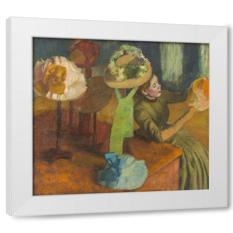 The Millinery Shop White Modern Wood Framed Art Print by Degas, Edgar