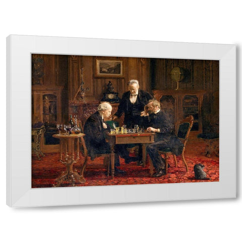 The Chess Players 1876 White Modern Wood Framed Art Print by Eakins, Thomas