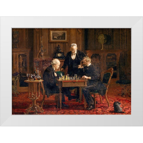 The Chess Players 1876 White Modern Wood Framed Art Print by Eakins, Thomas
