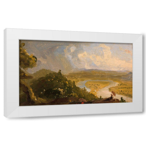 Sketch for View from Mount Holyoke, Northampton, Massachusetts, after a Thunderstorm (The Oxbow) White Modern Wood Framed Art Print by Cole, Thomas