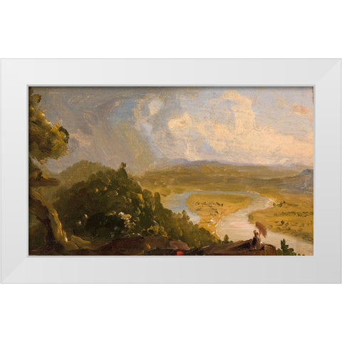 Sketch for View from Mount Holyoke, Northampton, Massachusetts, after a Thunderstorm (The Oxbow) White Modern Wood Framed Art Print by Cole, Thomas