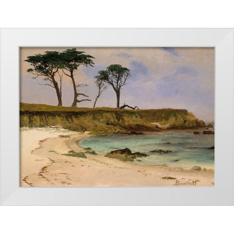 Sea Cove White Modern Wood Framed Art Print by Bierstadt, Albert