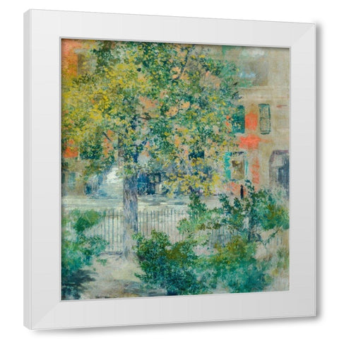 View from the Artists Window, Grove Street White Modern Wood Framed Art Print by Blum, Robert Frederick