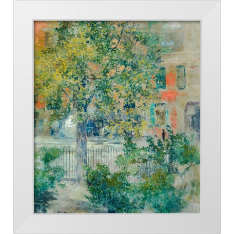 View from the Artists Window, Grove Street White Modern Wood Framed Art Print by Blum, Robert Frederick