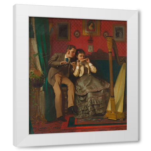 The Music Lesson White Modern Wood Framed Art Print by Brown, John George