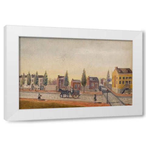 The Garbage Cart White Modern Wood Framed Art Print by Chappel, William P.