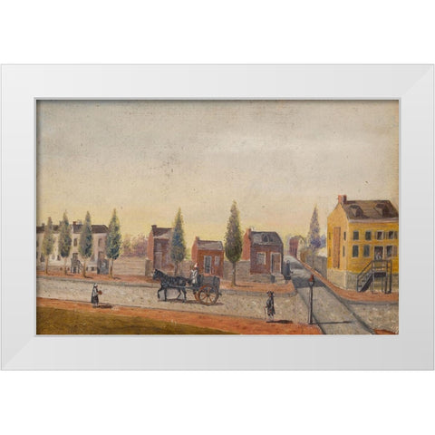 The Garbage Cart White Modern Wood Framed Art Print by Chappel, William P.