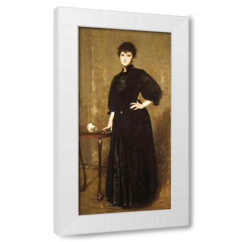 Lady in Black White Modern Wood Framed Art Print by Chase, William Merritt