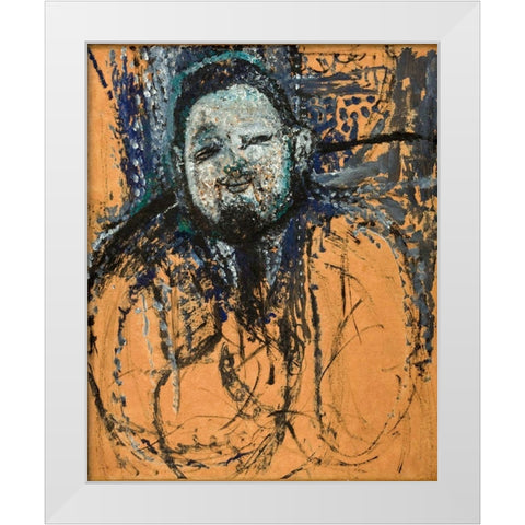 Portrait of Diego Rivera, 1916 White Modern Wood Framed Art Print by Modigliani, Amedeo