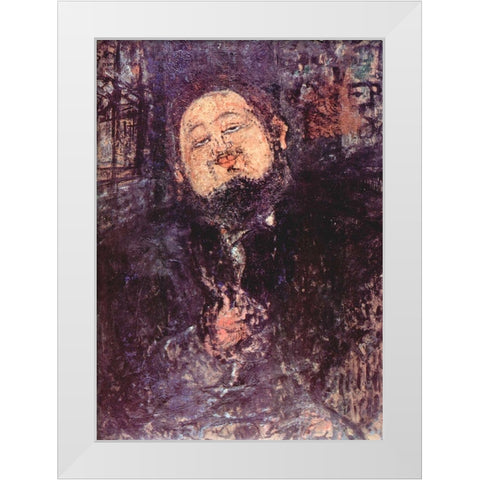 Portrait of Diego Rivera White Modern Wood Framed Art Print by Modigliani, Amedeo