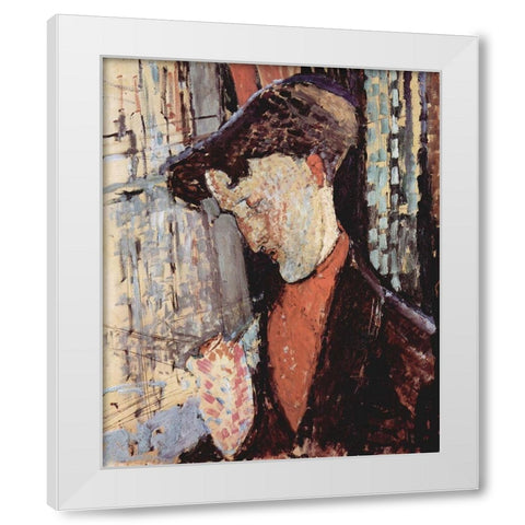 Portrait of Frank Burty Haviland White Modern Wood Framed Art Print by Modigliani, Amedeo