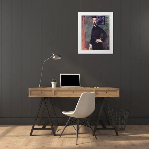 Portrait of Paul Alexander standing White Modern Wood Framed Art Print by Modigliani, Amedeo