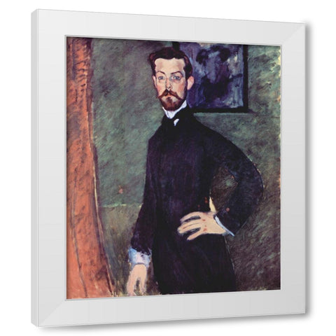 Portrait of Paul Alexander standing White Modern Wood Framed Art Print by Modigliani, Amedeo
