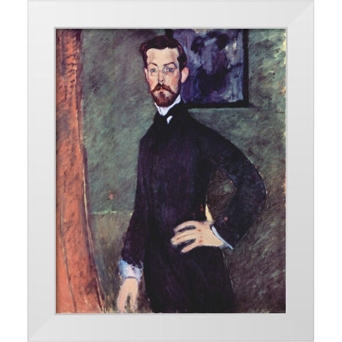 Portrait of Paul Alexander standing White Modern Wood Framed Art Print by Modigliani, Amedeo