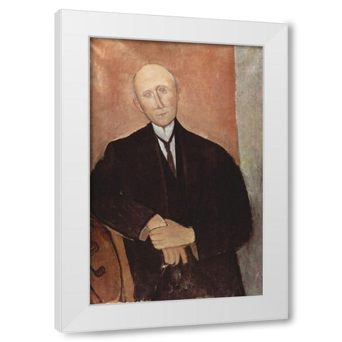 Man in black jacket White Modern Wood Framed Art Print by Modigliani, Amedeo
