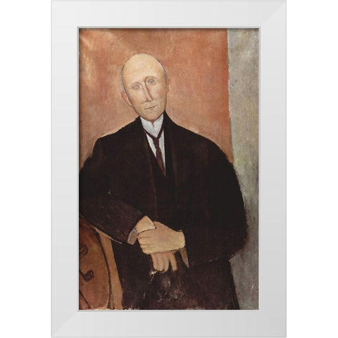 Man in black jacket White Modern Wood Framed Art Print by Modigliani, Amedeo