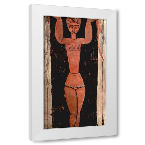 Woman in doorway White Modern Wood Framed Art Print by Modigliani, Amedeo