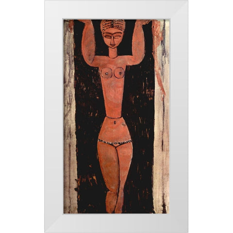 Woman in doorway White Modern Wood Framed Art Print by Modigliani, Amedeo