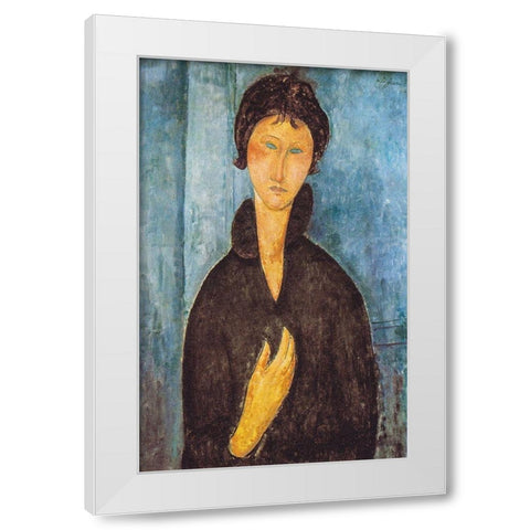 Die Frau mit blauen Augen White Modern Wood Framed Art Print by Modigliani, Amedeo