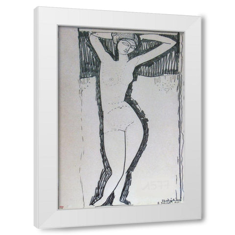 Nude White Modern Wood Framed Art Print by Modigliani, Amedeo
