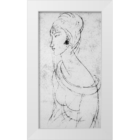 Sketch of Jeanne White Modern Wood Framed Art Print by Modigliani, Amedeo