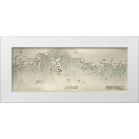 Coastal Map of China White Modern Wood Framed Art Print by Vintage Maps