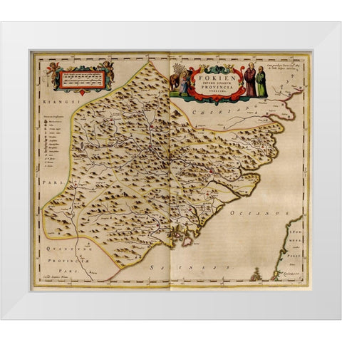 Fukien-China White Modern Wood Framed Art Print by Vintage Maps