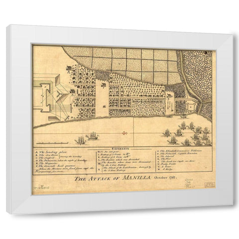 Attack on Manila White Modern Wood Framed Art Print by Vintage Maps