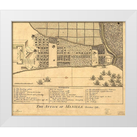 Attack on Manila White Modern Wood Framed Art Print by Vintage Maps