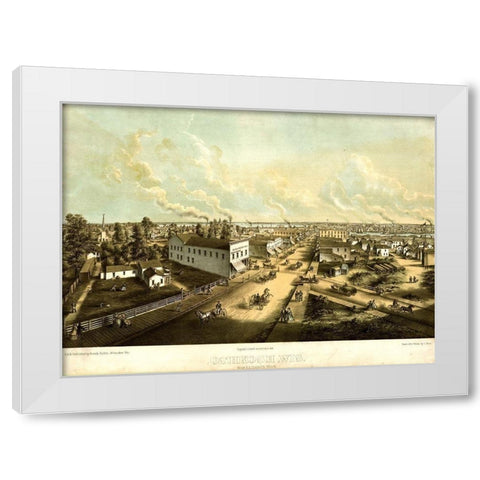 Oshkosh-Wisconsin 1850 White Modern Wood Framed Art Print by Vintage Maps
