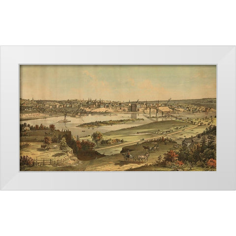 St. Paul-Minnesota 1874 White Modern Wood Framed Art Print by Vintage Maps