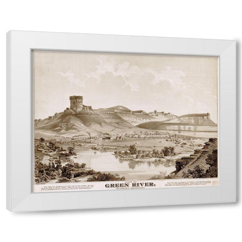 Green River-Wyoming 1875 White Modern Wood Framed Art Print by Vintage Maps