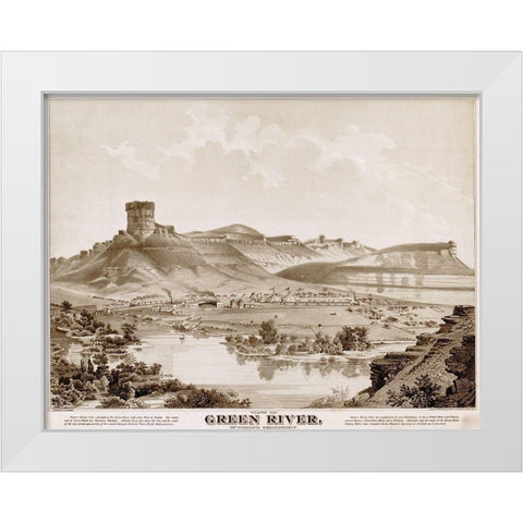 Green River-Wyoming 1875 White Modern Wood Framed Art Print by Vintage Maps