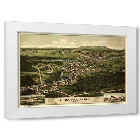 Bridgeton-Maine 1888 White Modern Wood Framed Art Print by Vintage Maps