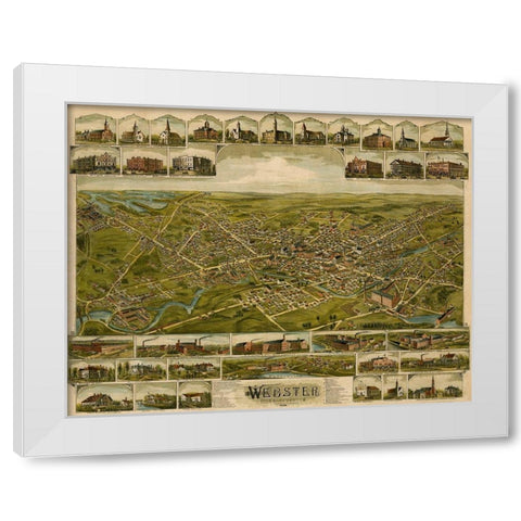 Webster-Massachusetts 1892 White Modern Wood Framed Art Print by Vintage Maps