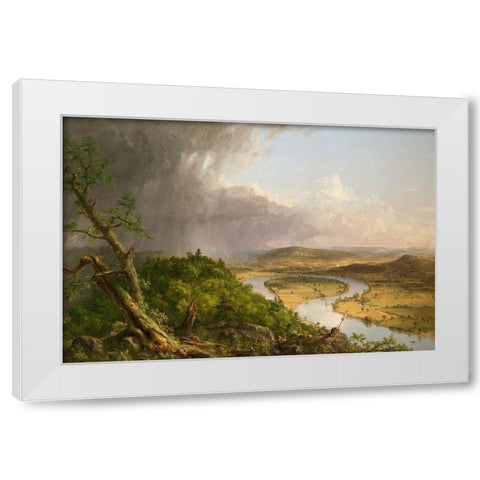 View from Mount Holyoke, Northampton, Massachusetts, after a Thunderstorm—The Oxbow White Modern Wood Framed Art Print by Cole, Thomas