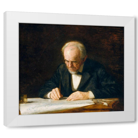 The Writing Master White Modern Wood Framed Art Print by Eakins, Thomas