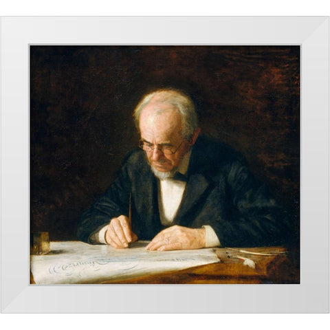 The Writing Master White Modern Wood Framed Art Print by Eakins, Thomas